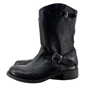 Black Leather Combat Boots